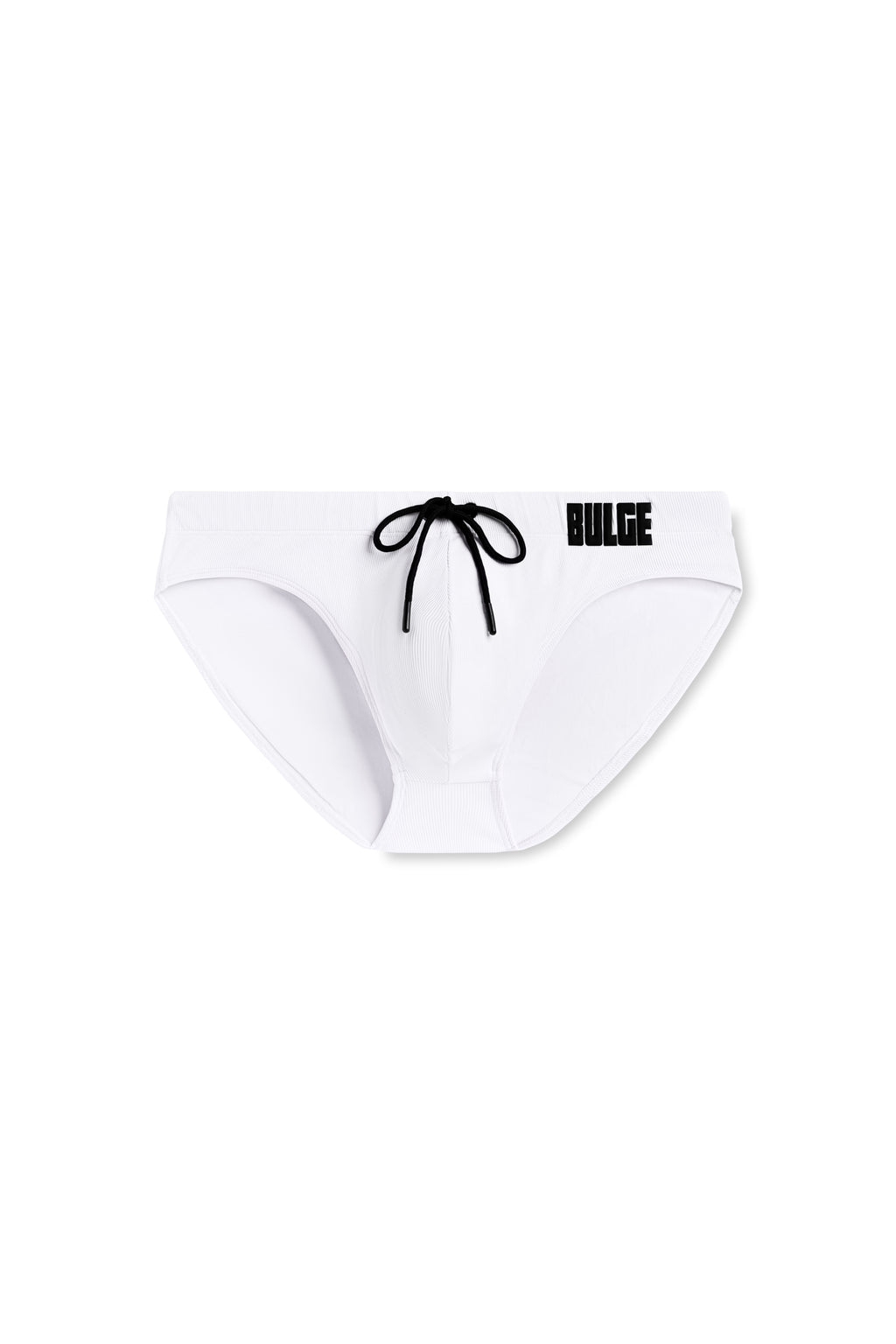 SWIM BRIEFS BULGE WHITE · BLACK LOGO